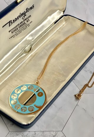 80S BLUE TELEPHONE DIAL PENDANT STREETWEAR VINTAGE JEWELLERY