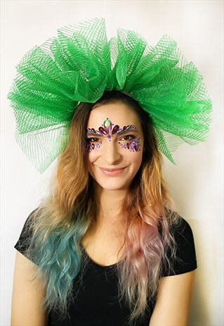 GREEN GLITTER TULLE HAIRCROWN
