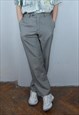 VINTAGE 90'S SUIT LIGHT BAGGY STRAIGHT TROUSERS LIGHT GREY
