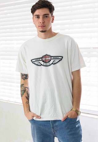 VINTAGE HARLEY-DAVIDSON RACING T-SHIRT LOGO M 8.2