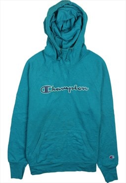 Vintage 90's Champion Hoodie Pullover Spellout Blue Small