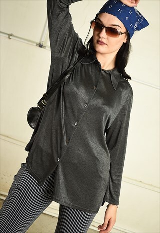 Y2K RETRO PIERRE CARDIN STRETCH SHIMMER BLOUSE TOP