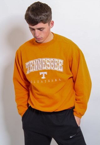 VINTAGE TENNESSE EMBROIDERED USA CREW NECK SWEATER ORANGE M