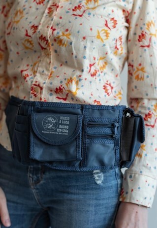 VINTAGE 80S' BLUE UNISEX BUM BAG