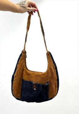 Vintage Corduroy Patchwork Handbag