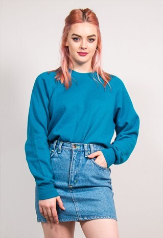 90'S VINTAGE BASIC BLUE SWEATSHIRT JUMPER