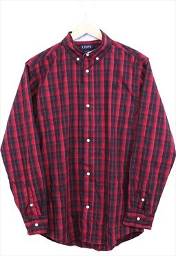 Vintage Chaps Shirt Red Black Check Long Sleeve Button Up