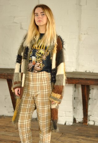 VINTAGE 80S PATTERNED OVERSIZED COATIGAN CARDIGAN