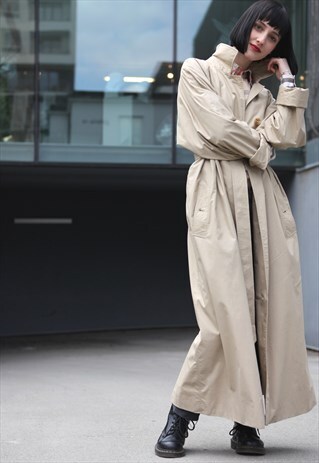 RARE VINTAGE BURBERRYS OVERSIZE TRENCH COAT OVERCOAT BEIGE