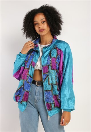 VINTAGE PATTERNED SHELL BOMBER JACKET X397