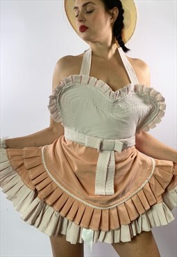 Peach 3 Piece Outfit custom made corset skirt apron 