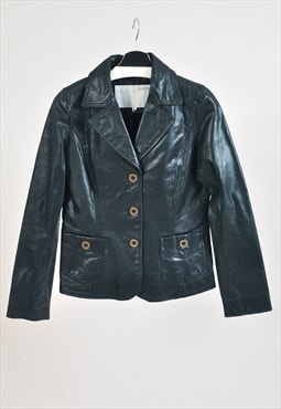 Vintage 00s leather blazer jacket in black