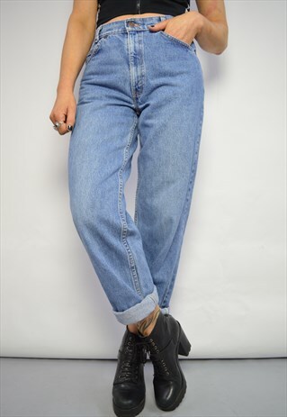 90S LEVI'S 550 ORANGE TAB MEDIUM BLUE WASH HIGH WAIST JEANS