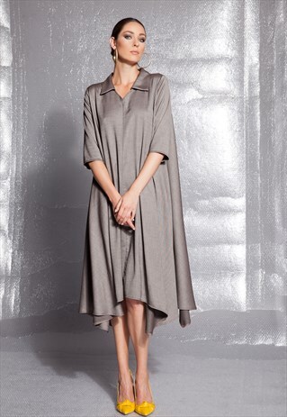 LINEN DRESS/ MAXI DRESS/ LONG SLEEVE DRESS/ SHIRT DRESS