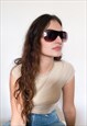 VINTAGE Y2K ICONIC SHIELD SUNGLASSES IN BROWN / GOLD