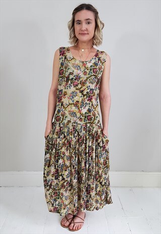 VINTAGE 90'S FLORAL DROP WAIST DRESS W/ POCKETS