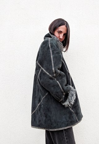 VINTAGE SUEDE SHEARLING COAT
