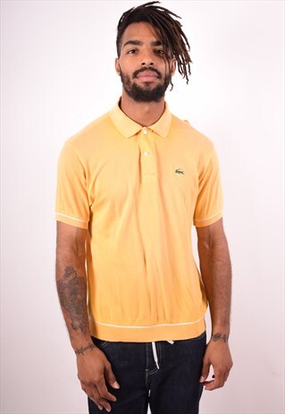 LACOSTE MENS VINTAGE POLO SHIRT LARGE YELLOW 90S