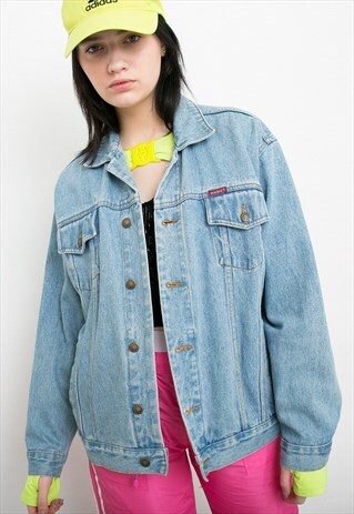 VINTAGE LIGHT BLUE WASHED OUT DENIM JACKET GRUNGE URBAN