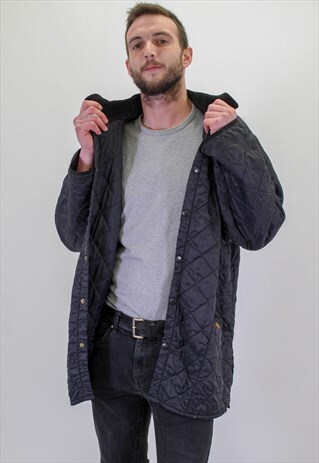 VINTAGE BARBOUR QUILTED AND PADDED JACKET IN BLACK XL