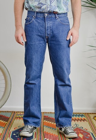 RALPH LAUREN JEANS W34 L32 POLO BLUE DENIM BUTTON FLY