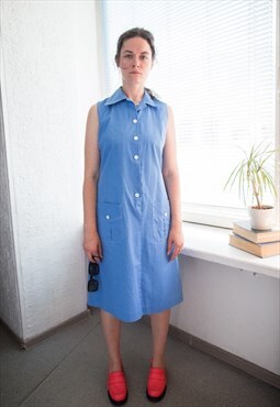 Vintage 70's Blue Midi Dress