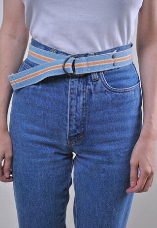 90S VINTAGE MULTICOLOR WOMEN COTTON STRIPED BELT