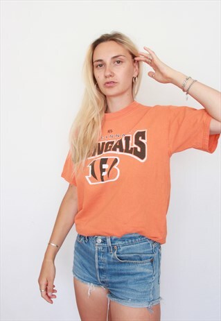 VINTAGE 90S BENGALS NFL USA ORANGE T-SHIRT