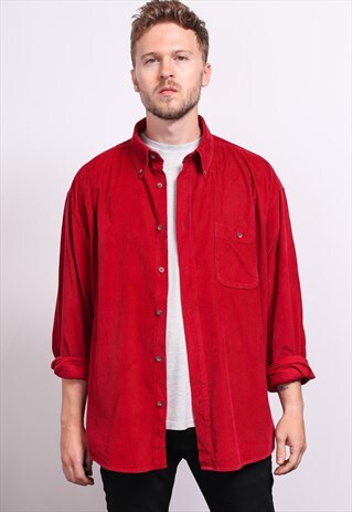 VINTAGE CORDUROY CORD SHIRT RED
