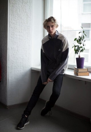 VINTAGE 90'S GREY COLOUR BLOCK VELVET JACKET