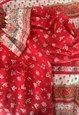70'S VINTAGE RED SHORT SLEEVE RUFFLE PRAIRIE MAXI DRESS