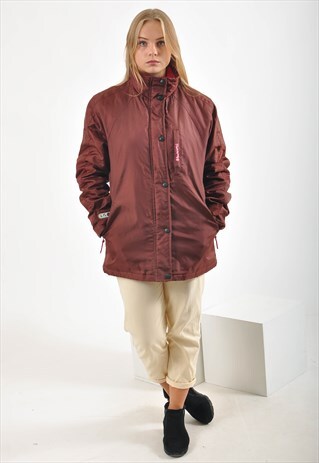 VINTAGE PUFFER WINDBREAKER JACKET IN BROWN