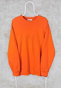Vintage Sak's Fifth Avenue Orange Sweatshirt Embroidered