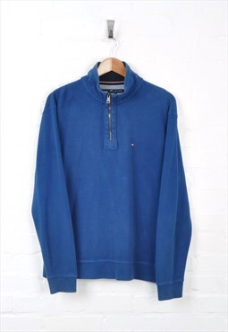 Vintage Tommy Hilfiger 1/4 Zip Sweater Blue Large CV2395