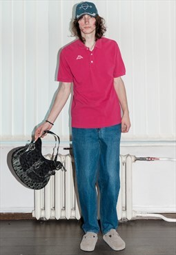 Vintage Y2K classic polo shirt in bright pink