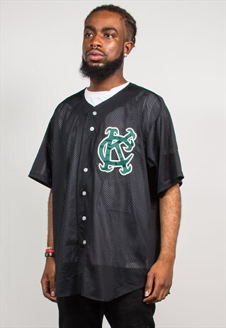 VINTAGE 90'S BLACK MESH USA COLLEGE BASEBALL JERSEY TOP