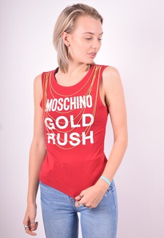 MOSCHINO WOMENS VINTAGE VEST TOP LARGE RED 90'S
