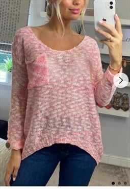 Lightweight Knitted Jumper In Bright Pink