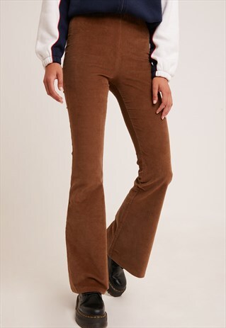 FLARED TROUSERS IN BROWN VELVET