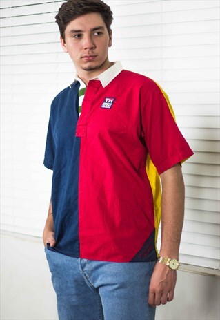 VINTAGE TOMMY HILFIGER SAILING GEAR SHIRT COLOURBLOCK XL 8.1
