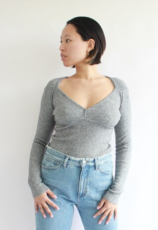 STEFANEL GREY KNIT LONG TOP