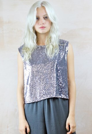 SILVER SEQUIN VEST