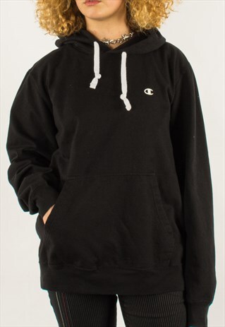 VINTAGE 90S BLACK CHAMPION HOODIE PULLOVER