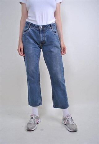 VINTAGE BLUE LIGHT STRAIGHT CROPPED JEANS