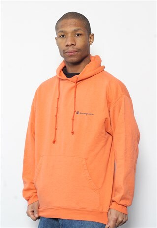 VINTAGE CHAMPION LOGO HOODIE ORANGE