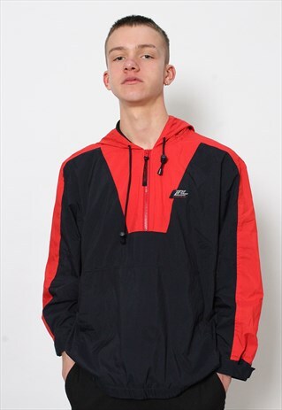 VINTAGE RALPH LAUREN HOODED 1/4 ZIP WINDBREAKER JACKET