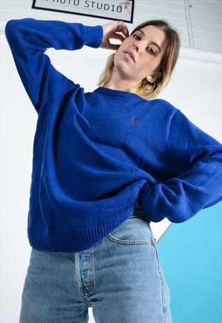 VINTAGE CHAPS KNITTED JUMPER IN BLUE