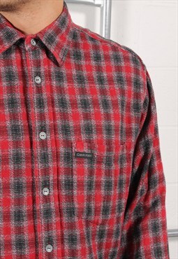 Vintage Calvin Klein Shirt in Red Casual Button Up Small