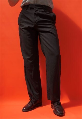 VINTAGE HUGO BOSS 34" BLACK TROUSERS