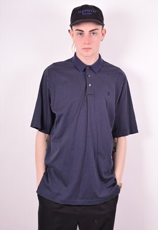 RALPH LAUREN MENS VINTAGE POLO SHIRT MEDIUM BLUE DOTS 90'S